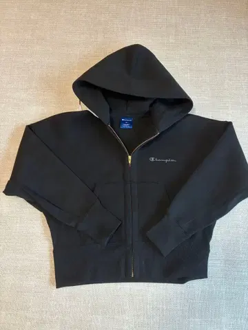 Champion 블랙 풀 지퍼 후드티