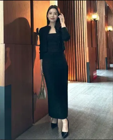 anuans 라메 니트 셋업 BLACK