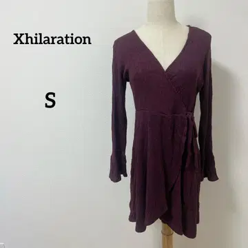 해외 구제 의류 Xhilaration 퍼플 랩 원피스 긴팔 S