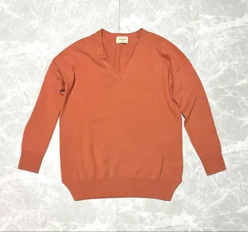 UNITED ARROWS 캐시미어 100% V넥 니트 오렌지 브라운