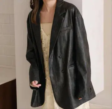 [ Kastane ] 인조 가죽 더블 자켓 카스타네 블랙