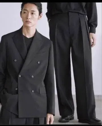 [ WYM LIDNM ] 하이 트위스트 PE 더블 수트 블랙