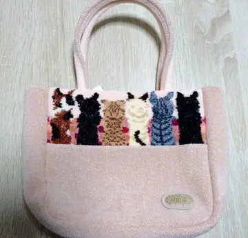 FEILER 고양이 자수 토트백 핑크