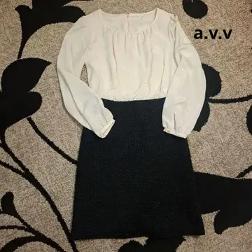 미사용 새상품 a.v.v 포멀 원피스 38/M 트위드/세퍼레이트풍