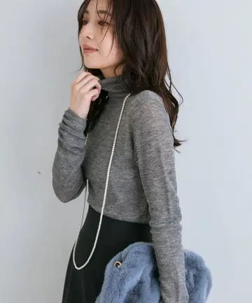 새상품 24AW 시어 울 블렌드 리브 터틀 니트