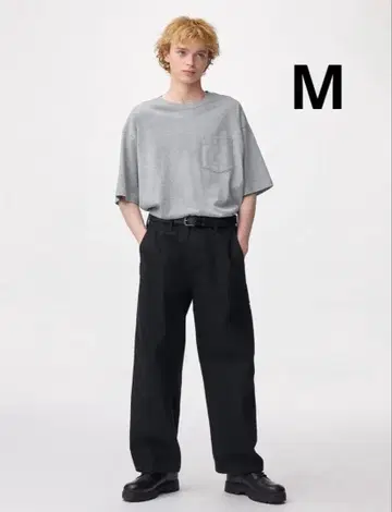 GU 지유 배럴 레그 워크 팬츠 바지 2세트 블랙/카키 M