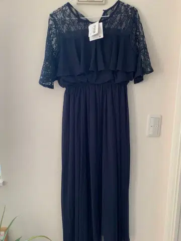 Retica 플레어 슬리브 프릴 쉬폰 롱 드레스