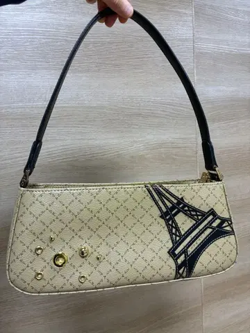 에펠탑 자수 베이지 핸드백