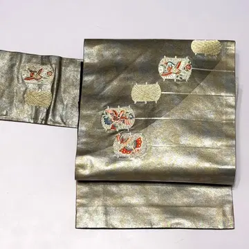 나고야 오비 블랙 실버 순수 실크 니시진 비단 중고 so199