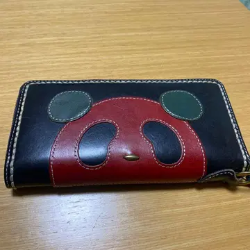 팬더 디자인 가죽 장지갑