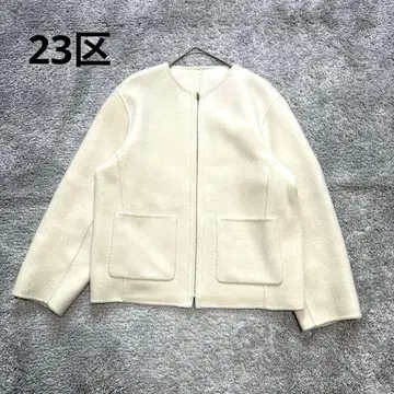 23구 노카라 자켓 화이트 울 숏 S