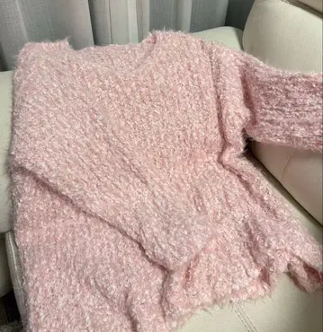 복슬복슬 핑크 니트 긴팔 오버 사이즈