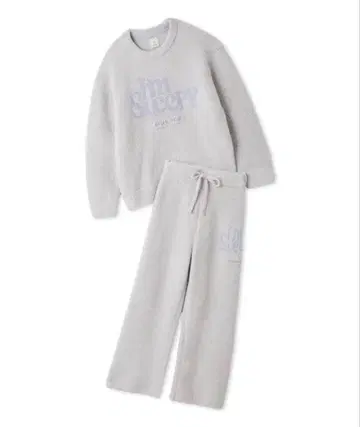 파우더 쓰리피 로고 자카드 풀오버 & 롱 팬츠 세트 그레이