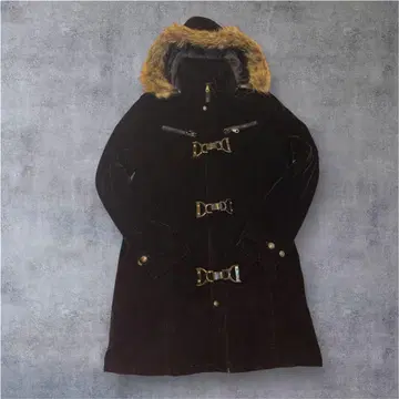 블랙 코듀로이 더플 코트