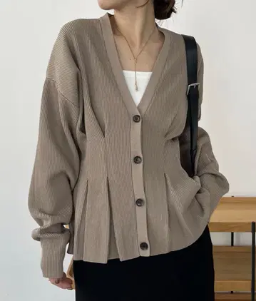 [카프리슈레마쥬] 허리 턱 가디건 베이지