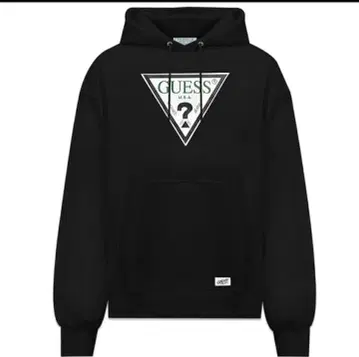 GUESS 블랙 트라이앵글 로고 후드티