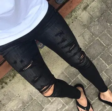 아메리칸 이글 블랙 데미지 스키니