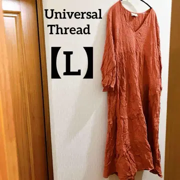 Universal Thread [ L ] 오렌지 롱 셔츠 원피스