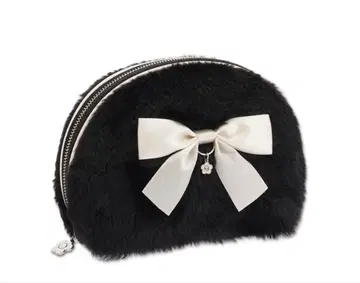 마리콴트 퍼 리본 라운드 파우치 (블랙) 미개봉 새상품