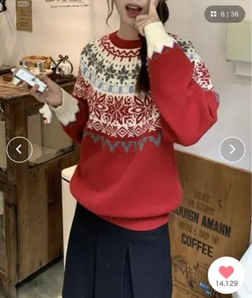 DIAVEL 노르딕 무늬 니트 풀오버 M 사이즈