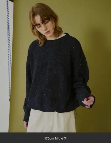 BROKEN BASE 네이비 드로코드 컬러네프 인사이드 아웃 니트