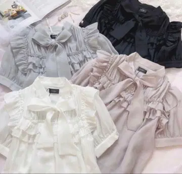 evelyn 개더 리본 블라우스 화이트