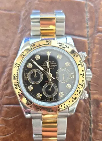 이번 주말에 삭제합니다. OUMASHI 쿼츠 손목시계 블랙/골드콤비