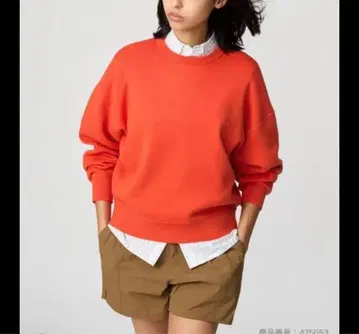 UNIQLO:C 스무스 코튼 크루넥 스웨터 오렌지 XL