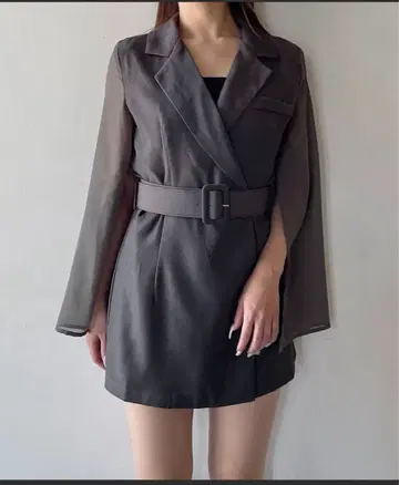 NOMAE 시어 슬리브 테일러드 원피스 다크 그레이