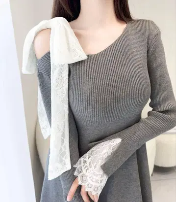 mily bilet 원오프숄 니트 원피스