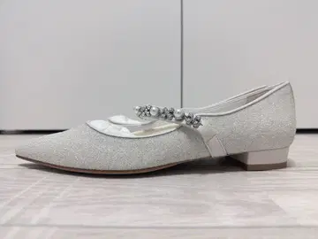 DIANA 화이트 스틸레토 플랫슈즈 결혼식 브라이덜