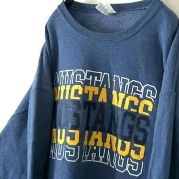 저지즈 MUSTANGS 맨투맨 트레이닝복 L 탁한 블루 구제 의류