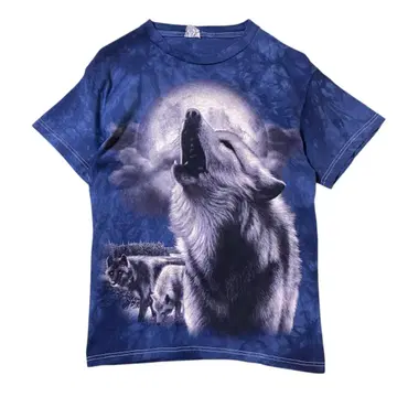 USA 구제 의류 늑대 울프 반팔 T셔츠 애니멀 프린트 I2326
