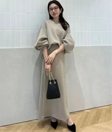 anuans/소프트 터치 종이상자 스커트/베이지