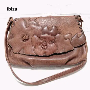 IBIZA 숄더백 가죽 꽃 내추럴 무드 브라운 일본제