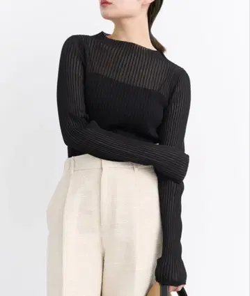 IENA 시어 리브 풀오버 블랙