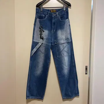 akademiks 데미지 데님 자수 페인터 팬츠