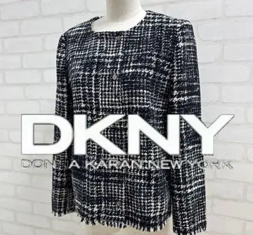 새상품급 DKNY 노카라 트위드 자켓 블랙 화이트