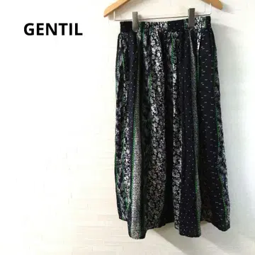 젠티 롱 스커트 플라워 프린트 선명 엘레강트 M