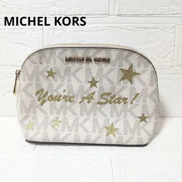 마이클코어스 파우치 라운드 지퍼 별 로고 화이트 코스메틱 파우치