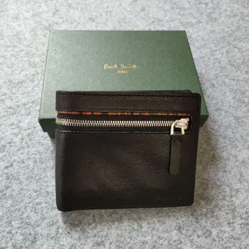 폴스미스 남성용 소가죽 2단 접이식 지갑 지퍼 시그 블랙 지갑