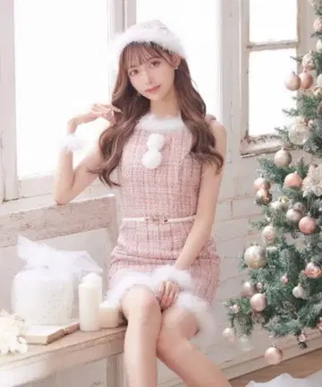 트위드 미디엄 타이트 원피스 산타 코스프레 S 사이즈