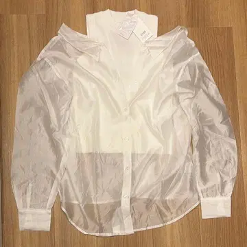 새상품 GYDA 제이다 3WAY 숄더 OPEN 도킹 시어 셔츠 화이트