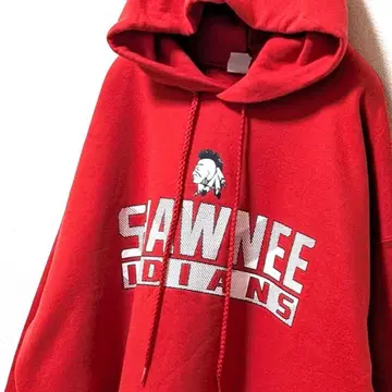 헤인즈 쇼니 인디언즈 로고 후드 맨투맨 레드 L 구제 의류