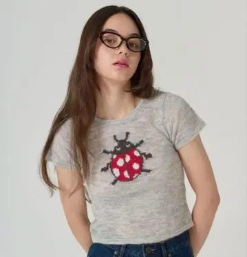 TINA:JOJUN 니트 치비T 그레이 무당벌레