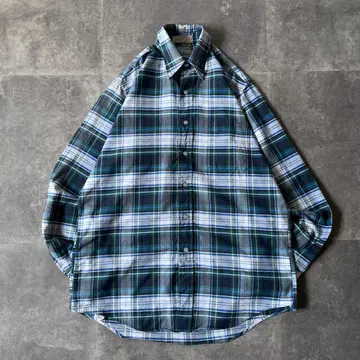 80s L.L.Bean 체크 긴팔 셔츠 L 네이비 231