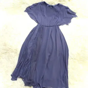 아스트리아 원피스 (M) 절개 튤 레이스 꽃무늬 블루 경사 파티