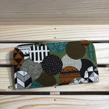 핸드메이드 장지갑 [ 북유럽 무늬 ] 모스그린