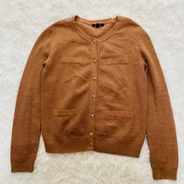 루니 LOUNIE 크루넥 가디건 카멜 면 100% F