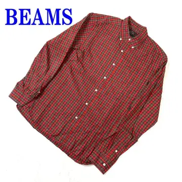 BEAMS 빔즈 긴팔 셔츠 빨간색 레드 코튼 100% S C4066